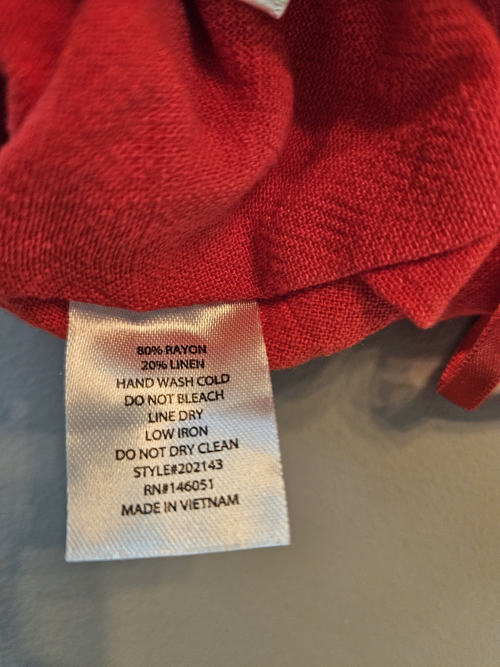 Monteau Red Ruffle Tie-Front Ruffle Strap Crop Top Linen Blend - Picture 6 of 7